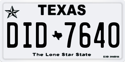 TX license plate DID7640
