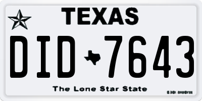 TX license plate DID7643
