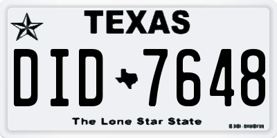 TX license plate DID7648
