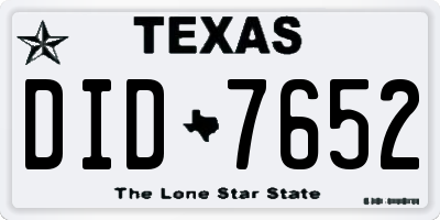 TX license plate DID7652