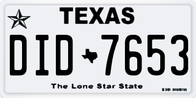 TX license plate DID7653