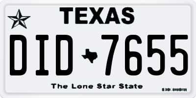 TX license plate DID7655