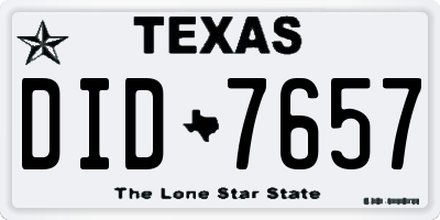 TX license plate DID7657