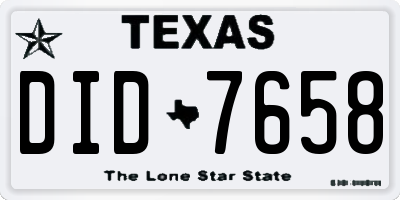 TX license plate DID7658
