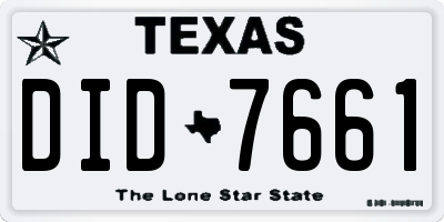 TX license plate DID7661