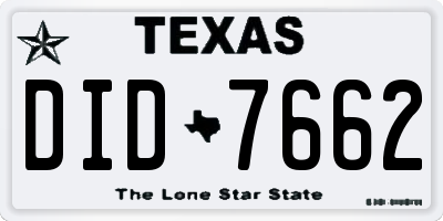 TX license plate DID7662