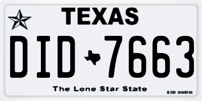 TX license plate DID7663