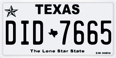 TX license plate DID7665