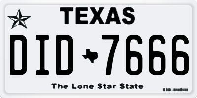 TX license plate DID7666