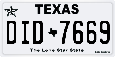 TX license plate DID7669