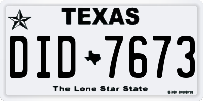 TX license plate DID7673