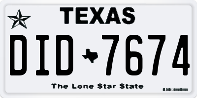 TX license plate DID7674