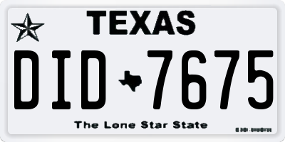 TX license plate DID7675