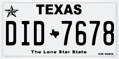 TX license plate DID7678
