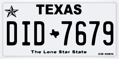 TX license plate DID7679