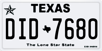 TX license plate DID7680