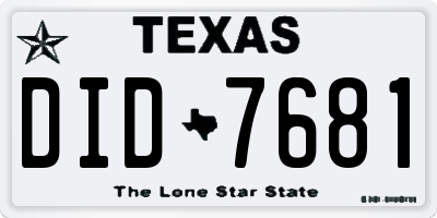 TX license plate DID7681