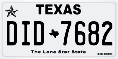 TX license plate DID7682