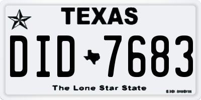 TX license plate DID7683