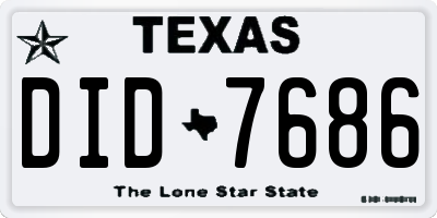 TX license plate DID7686
