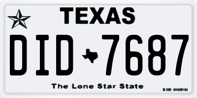 TX license plate DID7687