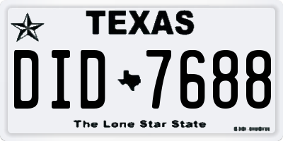 TX license plate DID7688