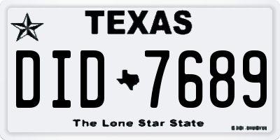 TX license plate DID7689