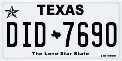 TX license plate DID7690