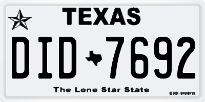 TX license plate DID7692