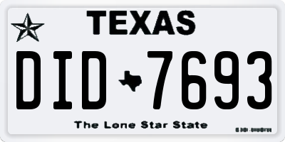 TX license plate DID7693
