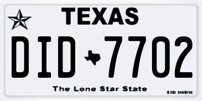 TX license plate DID7702