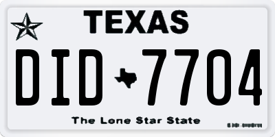 TX license plate DID7704