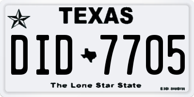 TX license plate DID7705