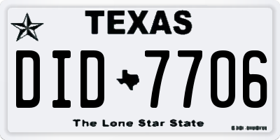 TX license plate DID7706