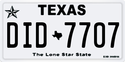TX license plate DID7707