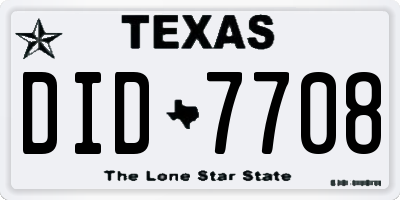 TX license plate DID7708