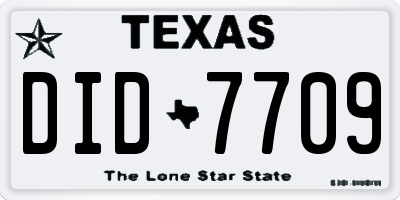 TX license plate DID7709