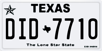 TX license plate DID7710