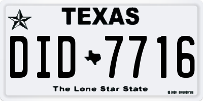 TX license plate DID7716