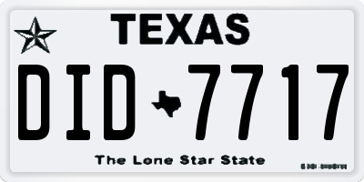 TX license plate DID7717