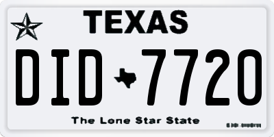 TX license plate DID7720