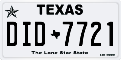 TX license plate DID7721