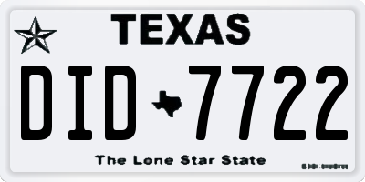 TX license plate DID7722