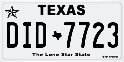 TX license plate DID7723