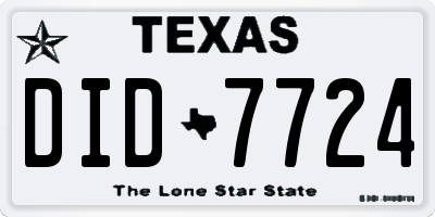 TX license plate DID7724