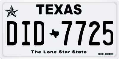 TX license plate DID7725