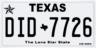 TX license plate DID7726