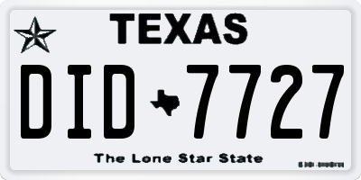TX license plate DID7727