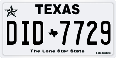 TX license plate DID7729