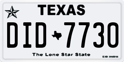 TX license plate DID7730